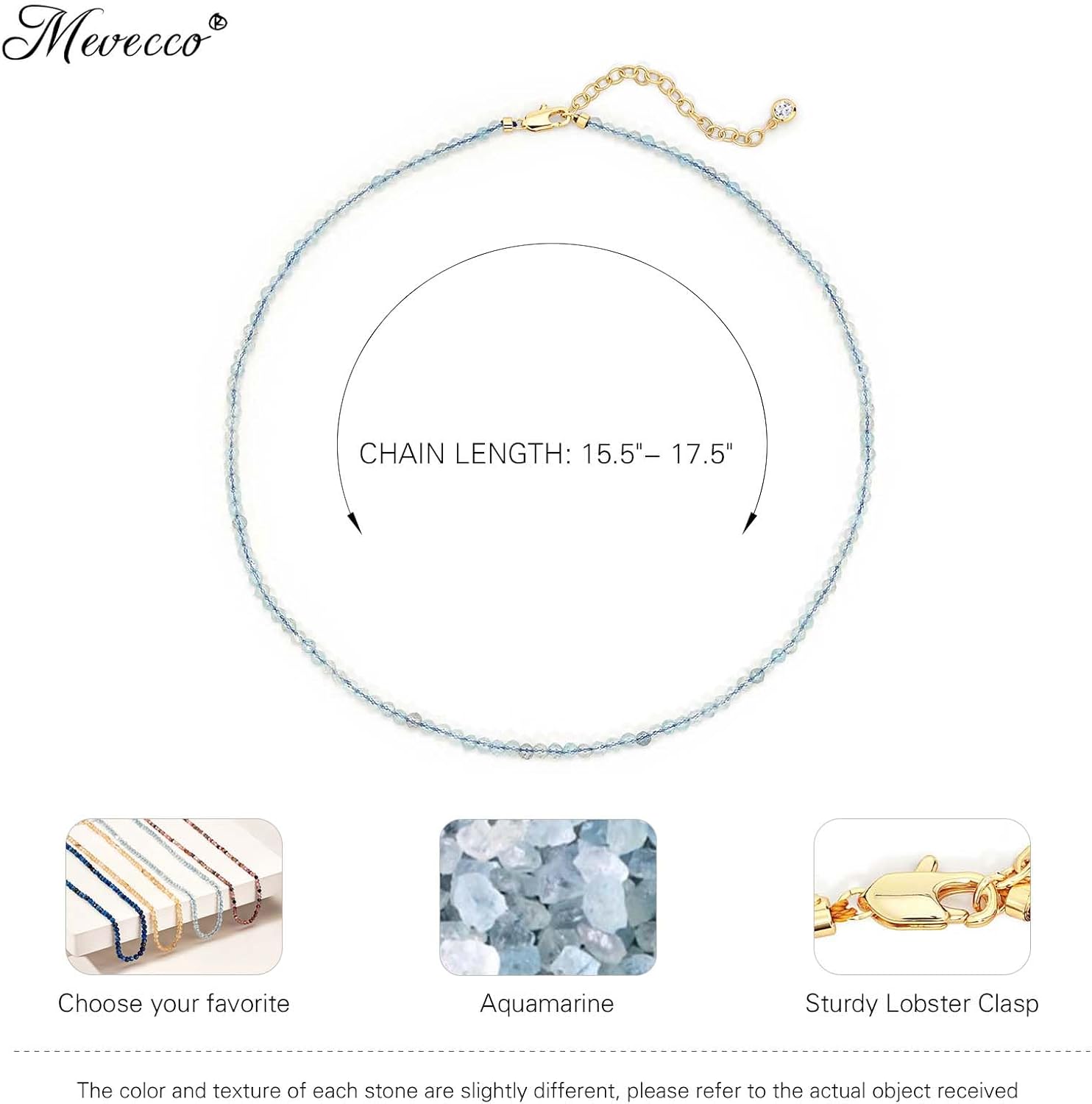 MEVECCO Gold Choker Necklace for Women 18K Gold Plated Handmade Stone Crystal Beaded Summer Necklace Jewelry Gifts For Her - Image 5