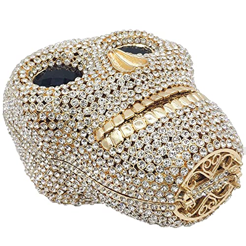 Image of Boutique De FGG Skull Crystal Clutch Purse for Women Formal Rhinestone Clutch Evening Bag Halloween Minaudiere Handbag,Mini