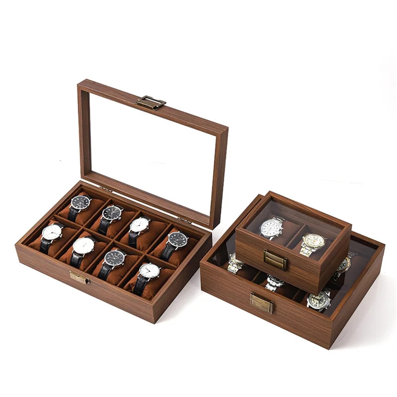 Scatola porta orologi in noce nera da 2/4/6/8 slot