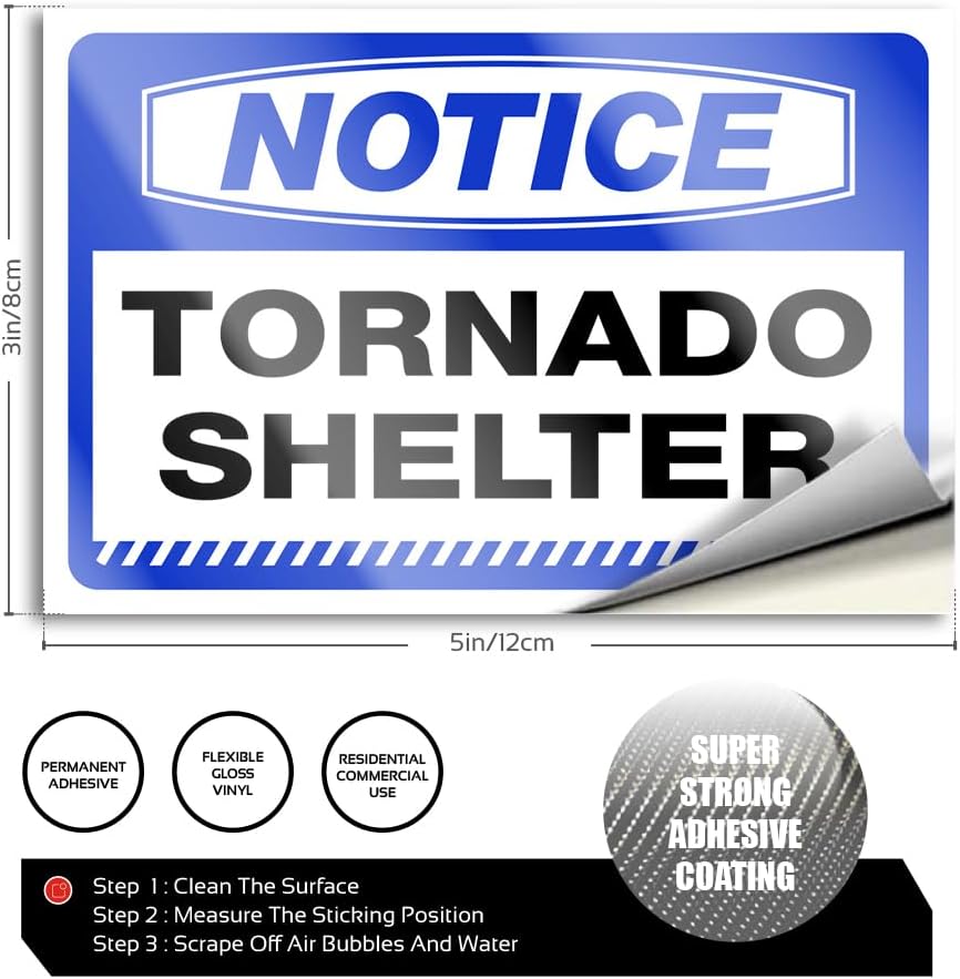 Notice Tornado Shelter 3x5in– Reflective PVC Sign– Industrial Grade, Weatherproof for Schools, Offices, Community Shelters, Outdoor Posting – Emergency Safety Label