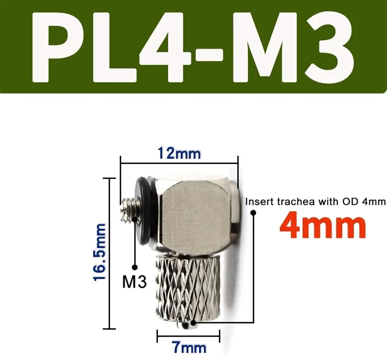 Mini Pneumatic Pipe Connector PC PL Screw Through Quick Fitting Fast Twist Joint,Male Thread M3 M4 M5 M6 - Tube OD 3mm 4mm 6mm (Color : PL4-M3, Size : 10 pcs)