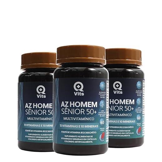 Kit AZ Homem Sênior 50+ Completo QMaisVits 180 Cápsulas Softgel