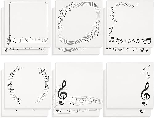 12 paquetes de notas adhesivas, bonitos y divertidos, bloc de notas adhesivas con temática musical, bloc de notas recordatorios para profesores,