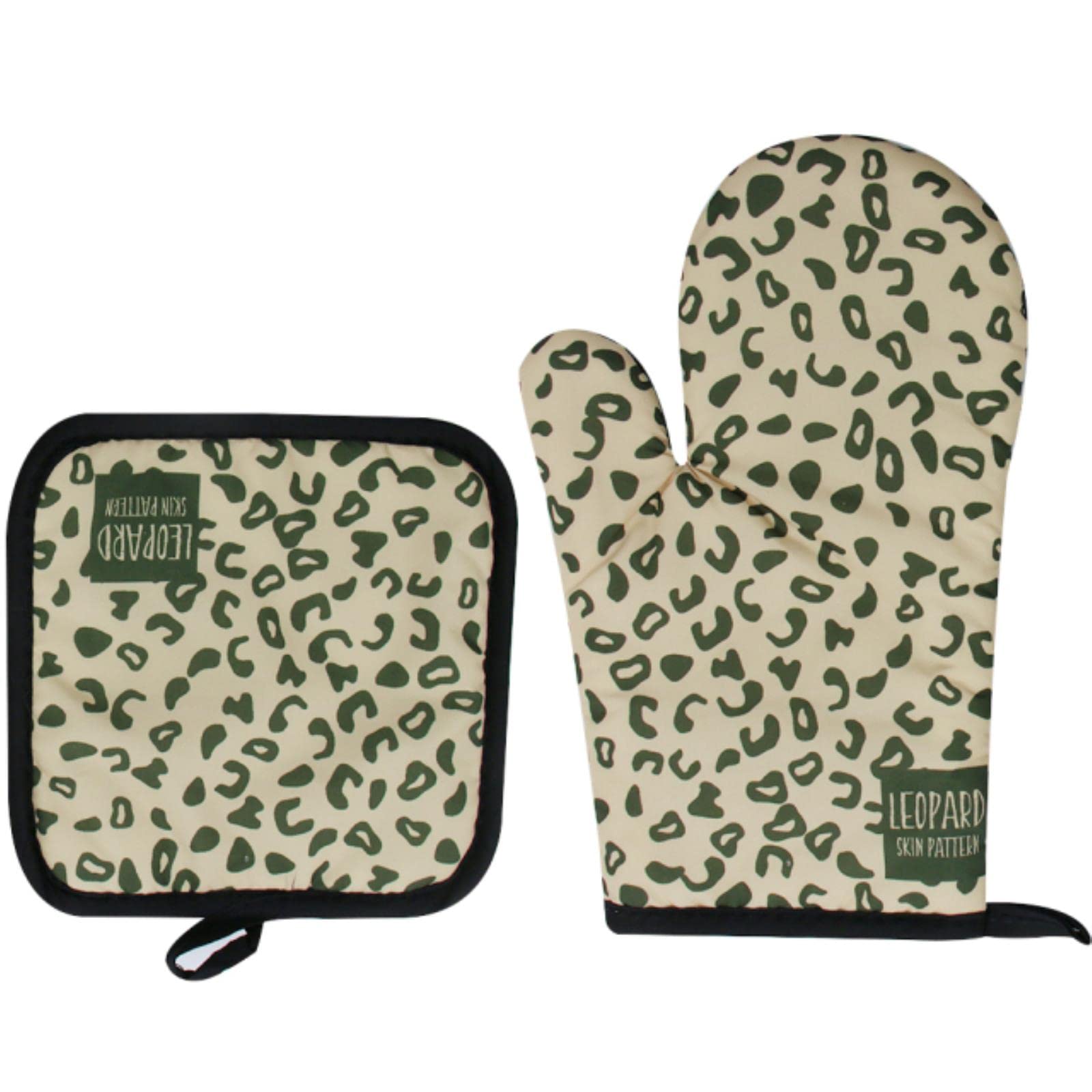Yuanstore Unisex Light Leopard Print 2Pcs Kitchen Gloves Insulation Leopard Pattern Pad Cooking Microwave Gloves Baking Bbq Oven Potholders Oven Mitts Potholder Pad