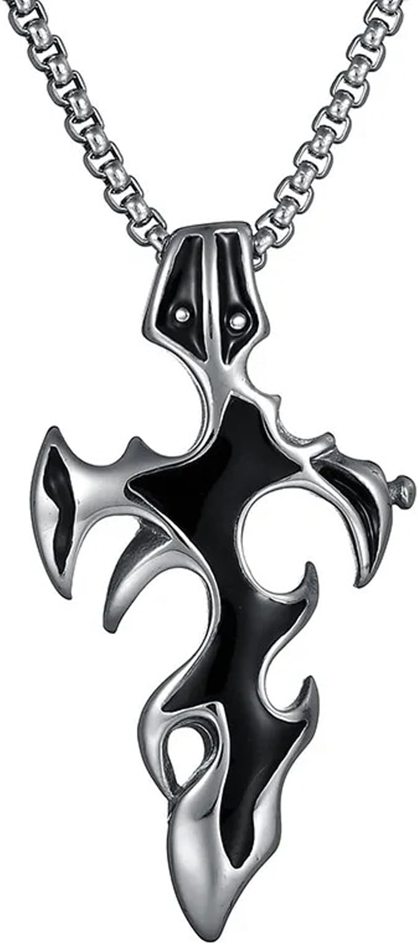 Silver Chain For Men Anti Turnish Stainless Steel Vintage Black Tribal Sword Pendant Chain For Men Boys Girls Love Gifts Mens Jewellery