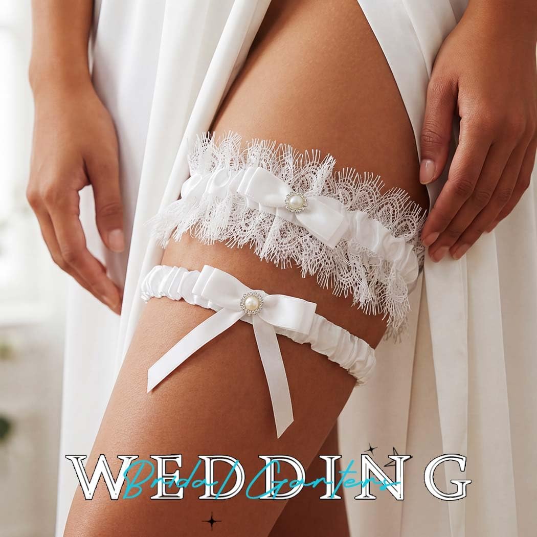 Bridal Garter Lace Garters for Bride Bow Wedding Garter Set for Women（2 pcs）