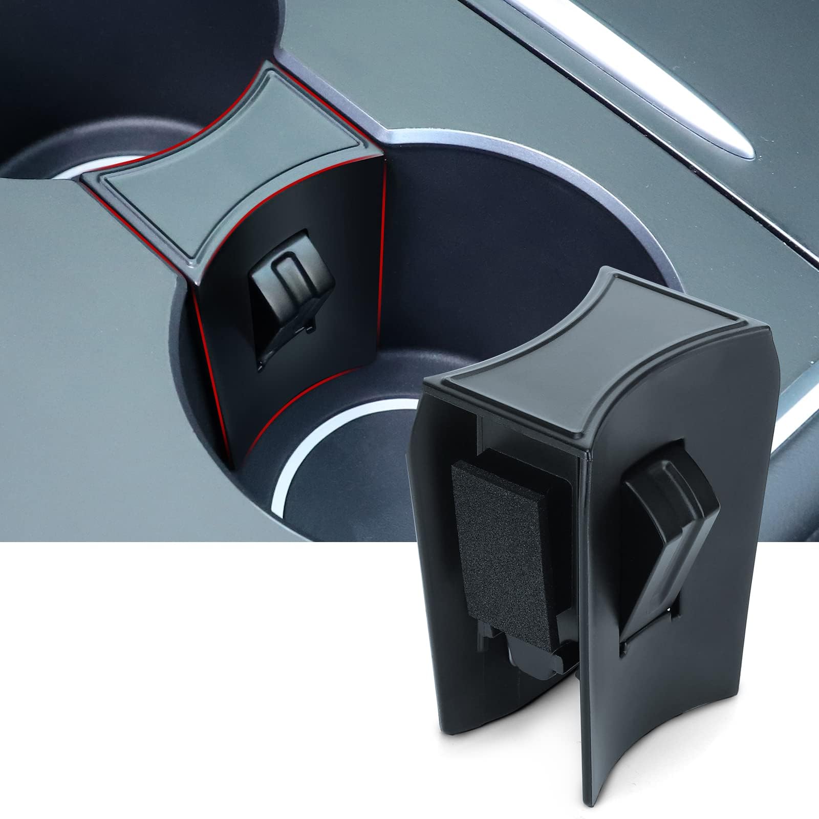 HALOBLK Inserto per portabicchieri per console centrale per Tesla Model Y 2021-2024 e modello 3 2021-2023 [non adatto per modello 3 Highland 2024], silicone alimentare rimovibile e lavabile con design