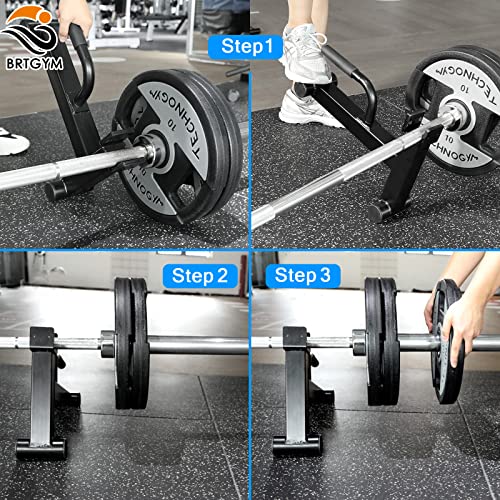Brtgym Deadlift Jack Barbell Stand,Carbon Steel Made,Easily Load And Unload 600Lb Barbell Plates For Deadlift Exercise, Weight Training, Home Gym (Black Powder Coated) #TOP6