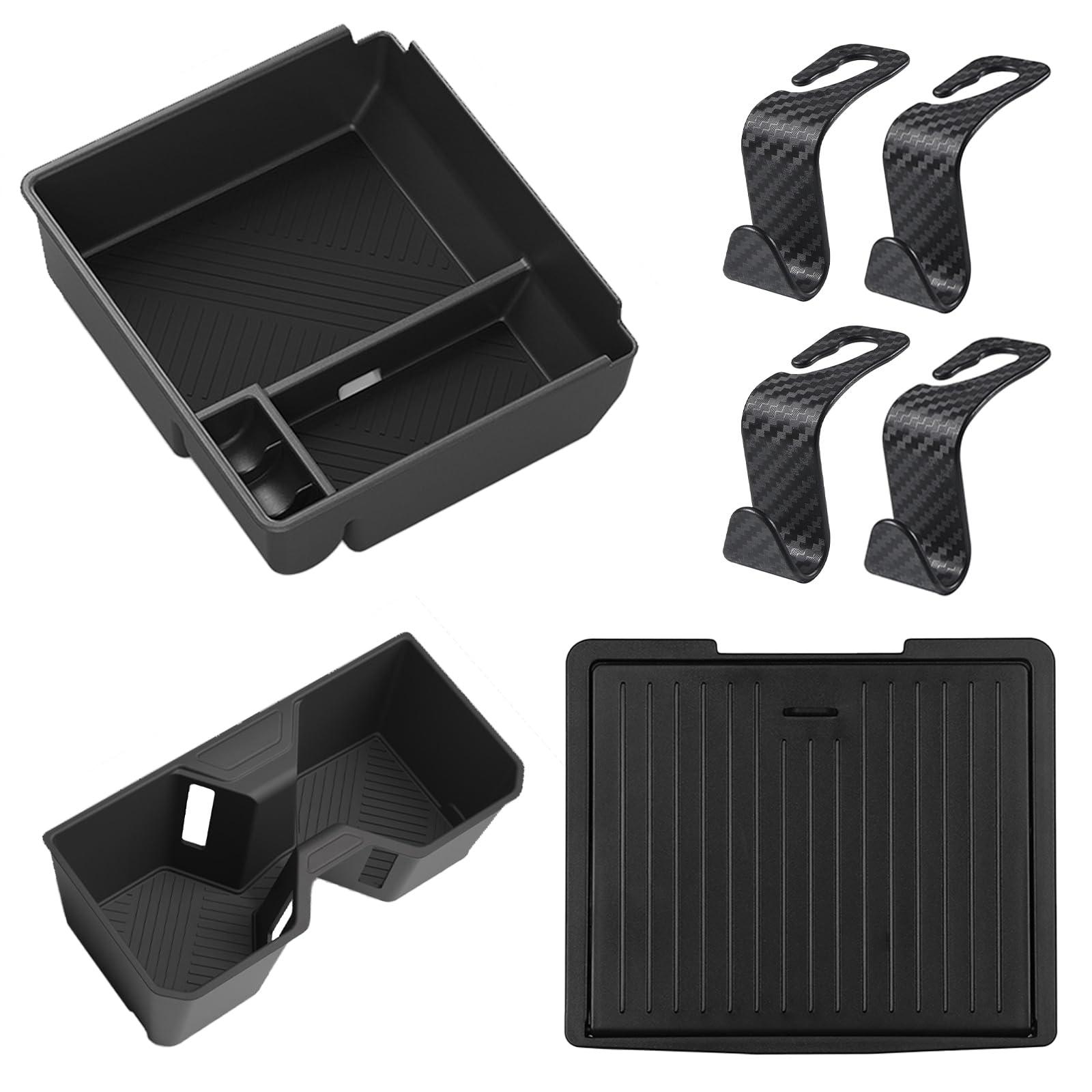 7 PCS Center Console Organizer for 2025 2026 Toyota 4Runner ( 6th Gen) Accessories , Armrest Storage Box with Anti-slip Mat + Drink Cup Holder Inserts