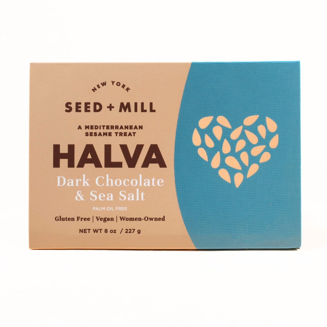 Seed + Mill - Halva - Sea Salt Dark Chocolate - Vegan, Kosher, GlutenFree - Enjoy This Fudgelike Candy Made from Sesame Paste & Dark Chocolate - Great for Snacking or as a Dessert - 8 oz