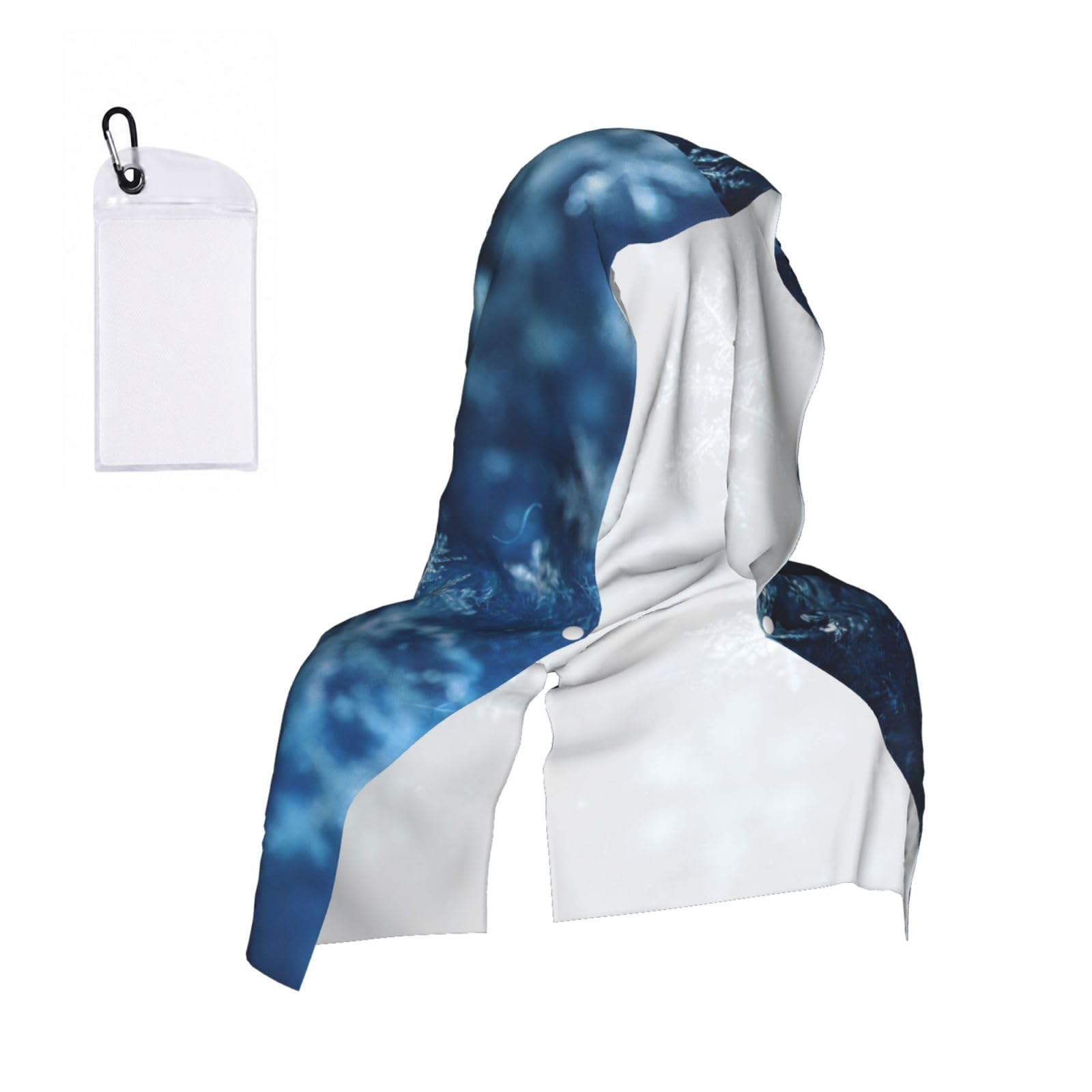 WXWJSHMGC Snowflakes Print Cooling Hoodie Towel, Cooling Towels For Neck And Face Sun Protection Instant Cool Hoodie(Sport/Camping/Work Out/Hot Weather)