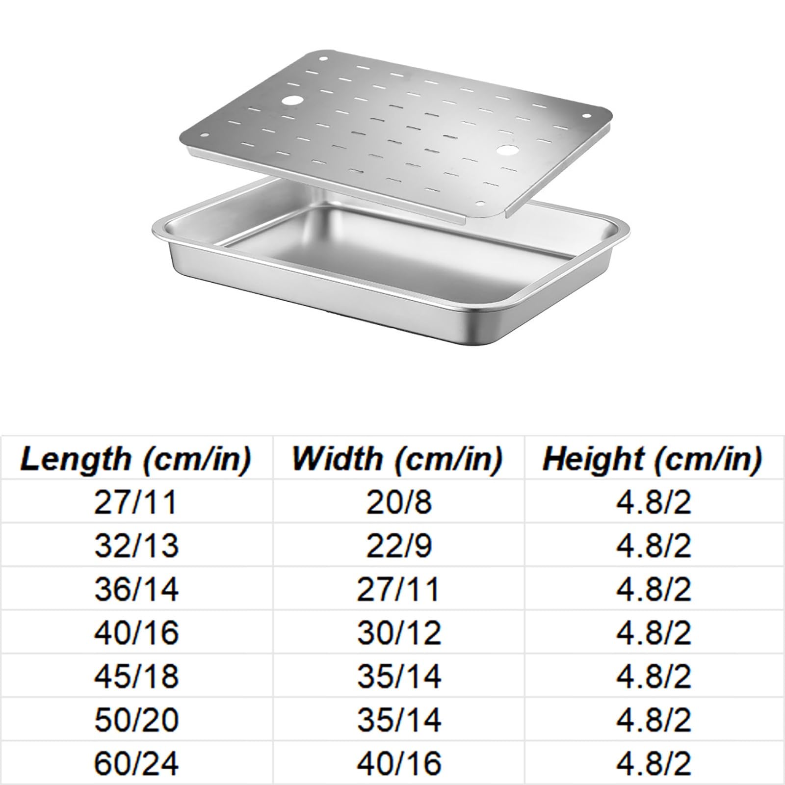 Bandeja Horno Acero Inoxidable 304 con Rejilla de Drenaje, Bandeja para Hornear para Escurrir Agua y Aceite, Ideal para Uso Doméstico y Comercial(45x35x4.8cm/18x14x2in)