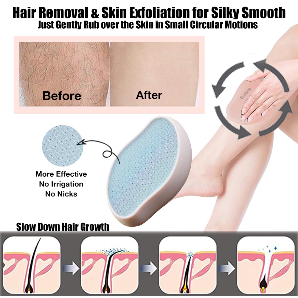 G.Liane Waterproof Light Pink Crystal Hair Eraser, Painless Hair Removal for Women Reusable Epilator for Legs Body, Face - Image 3
