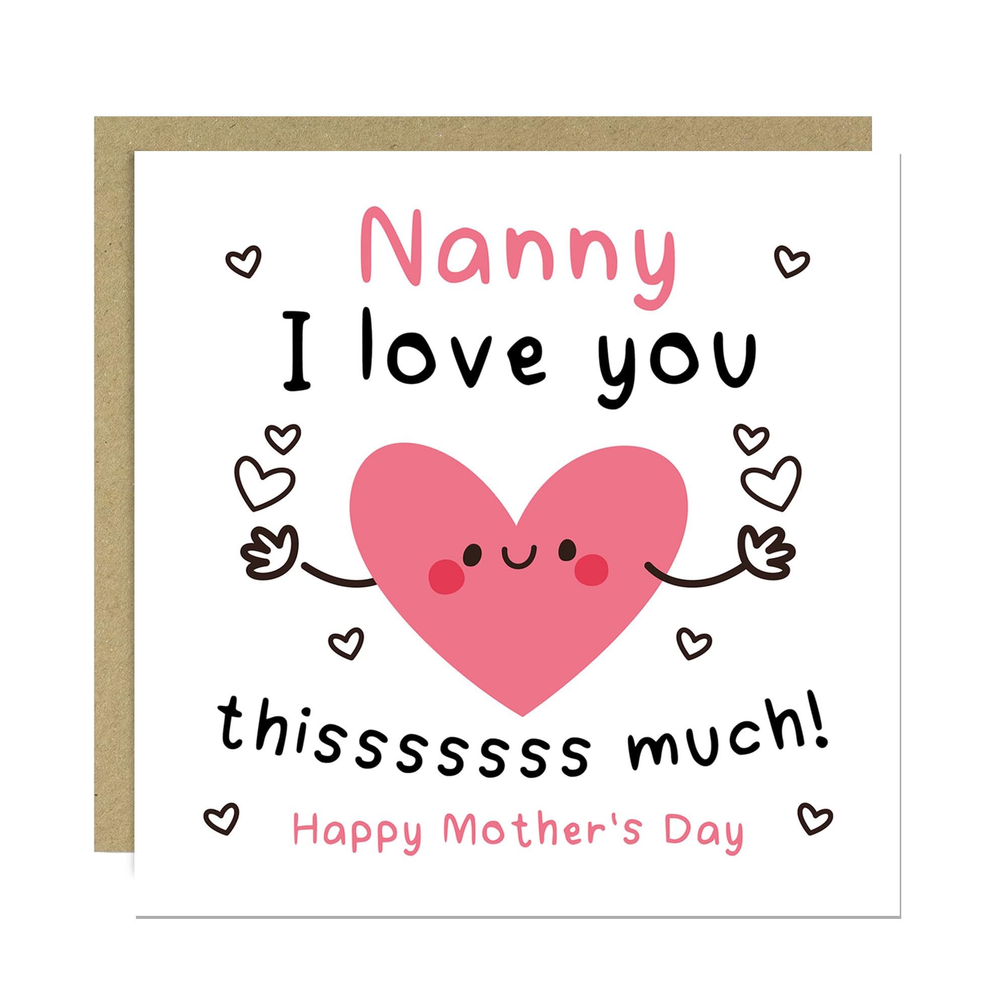 RED OCEAN Mothers Day Card For Nanny With Envelope Included Mothers Day Cards For Nanny From Granddaughter Grandson Her Love You This Much Funny Joke