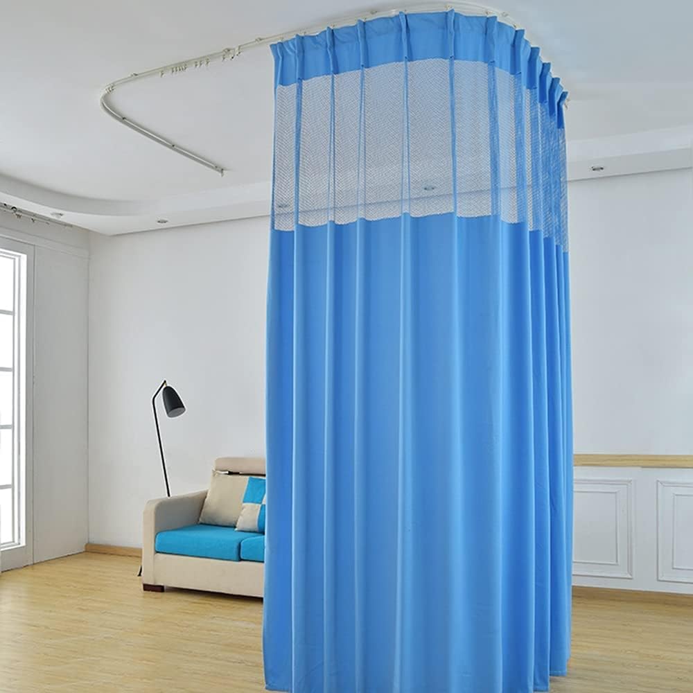 TTZ Hospital Curtain with Flat Hooks for Hospital Medical Clinic SPA Lab Cubicle Curtain Divider Privacy Screen (Color : Dark Blue, Size : 1(12ft Wide x7ft Tall))