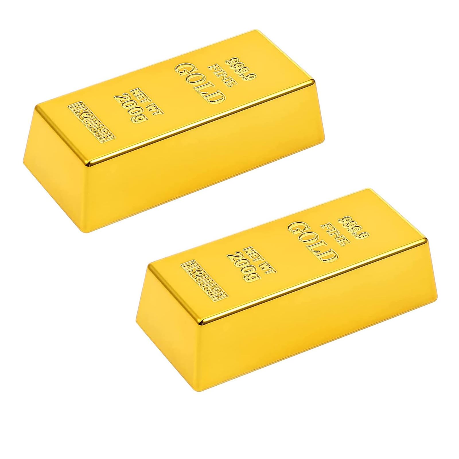2 Faux Lingots D'Or En Plastique - Réplique Réaliste Pour Déco, Film Ou Blague - Accessoire Marrant