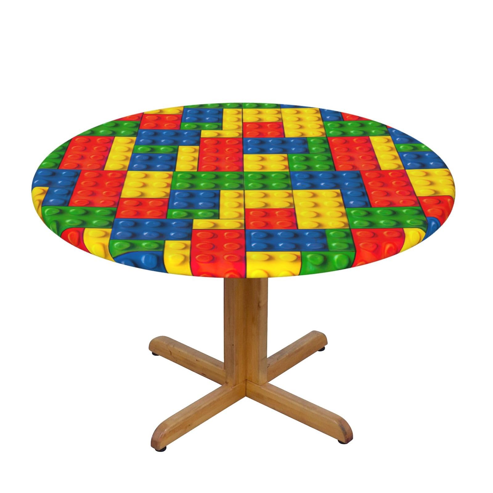 Colorful Brick Print Wipe Clean Oval Tablecloth Stain-Resistant Dining Table Accessories Table Protector For Home