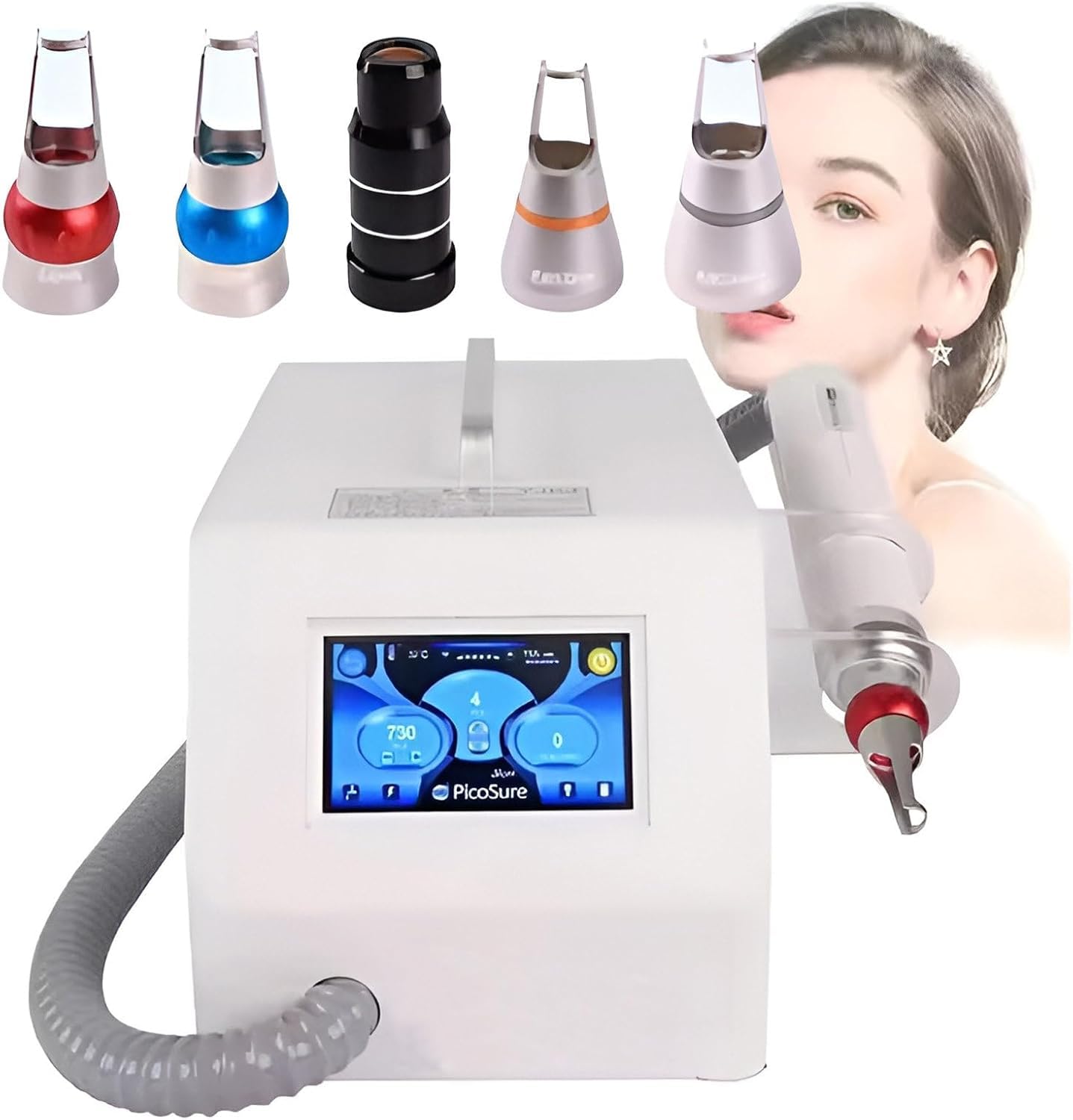 Professional High-Power Eyebrow Washing Equipment, Pico Laser Tattoo Removal Machine, No water required, with 5 Probes for beauty salons, Removes tattoos and tattooed eyebrows