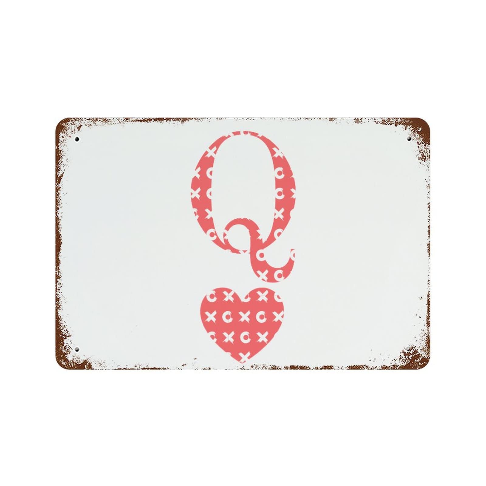 Panneau en métal lettre Q rétro de 30,5 x 45,7 cm pour décoration murale