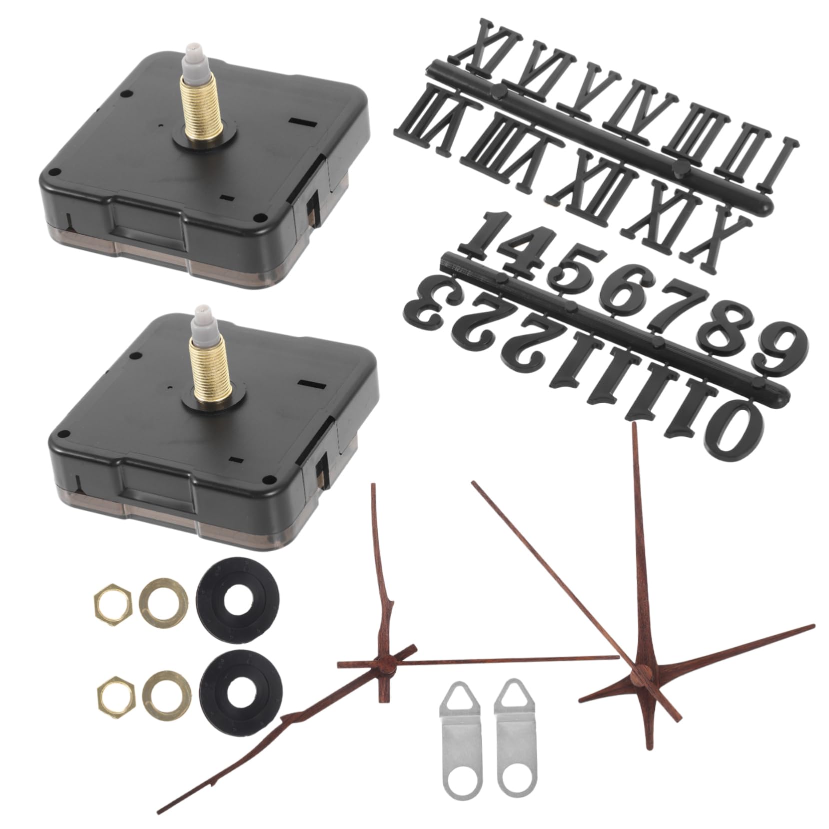 EXCEART 5 Ensembles d'horloge remplacer Mur Ton Les pièces rétro Mains kit de Chiffres d'horloge kit mécanisme Aiguilles et Moteur Bois