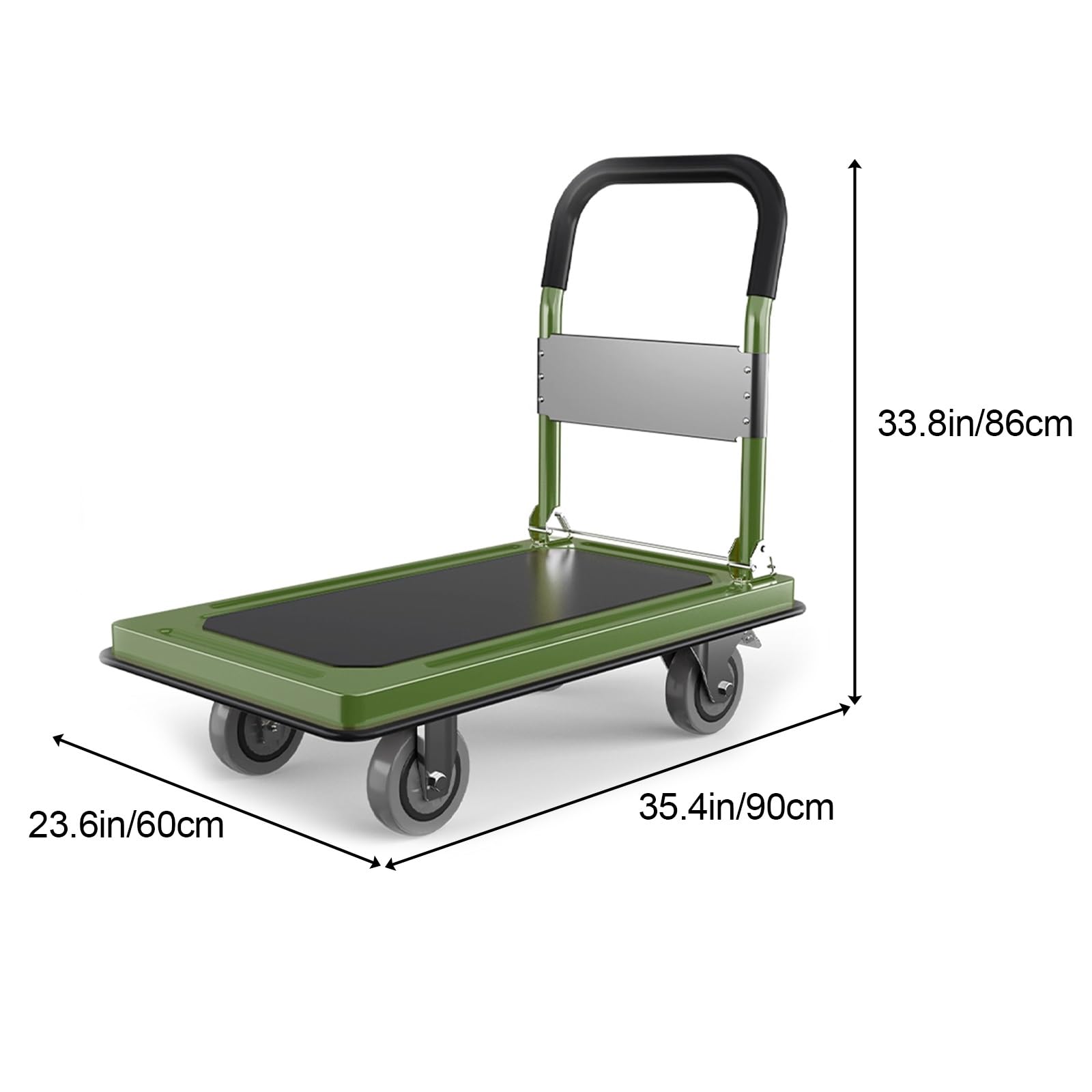 Carrello pieghevole a spinta, carrello resistente con ruote girevoli, carrello multiuso portatile per magazzino, garage, ufficio
