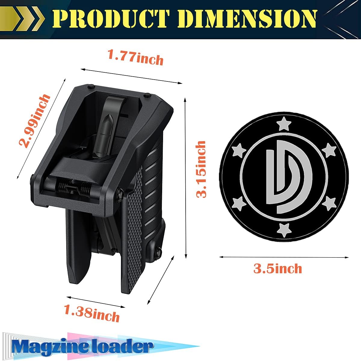 DD Magazine 9mm Speed Loader - Fast & Easy Reloading Simplifies Magazine Loading,Fits Glock 17,18,19,22,23,24,26,27,34,35,45 and 47