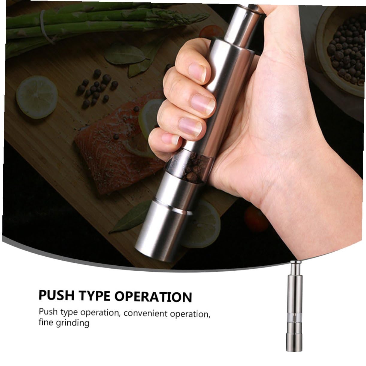 SOLUSTRE Pfeffermühle in Silber aus Edelstahl mit Dreieckigem Mahlkern Praktische Pfeffer und Salzmühle Manuelle für Pfeffer und Verschiedene Gewürze für Küche und Haushalt
