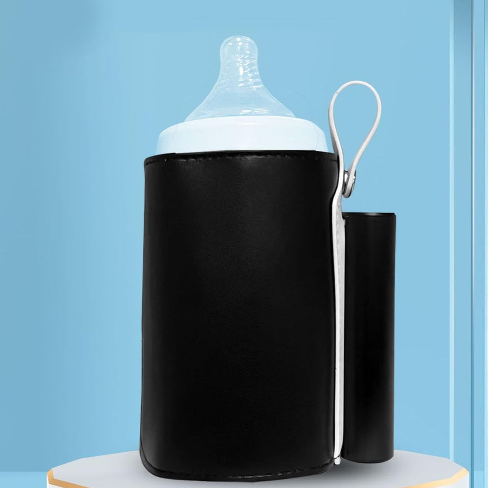 Portable Bottle Warmer Cover Constant Temperature Heating Rechargeable Adjustable Gear Stylish Look Baby Bottle Warmer Sleeve (Black)