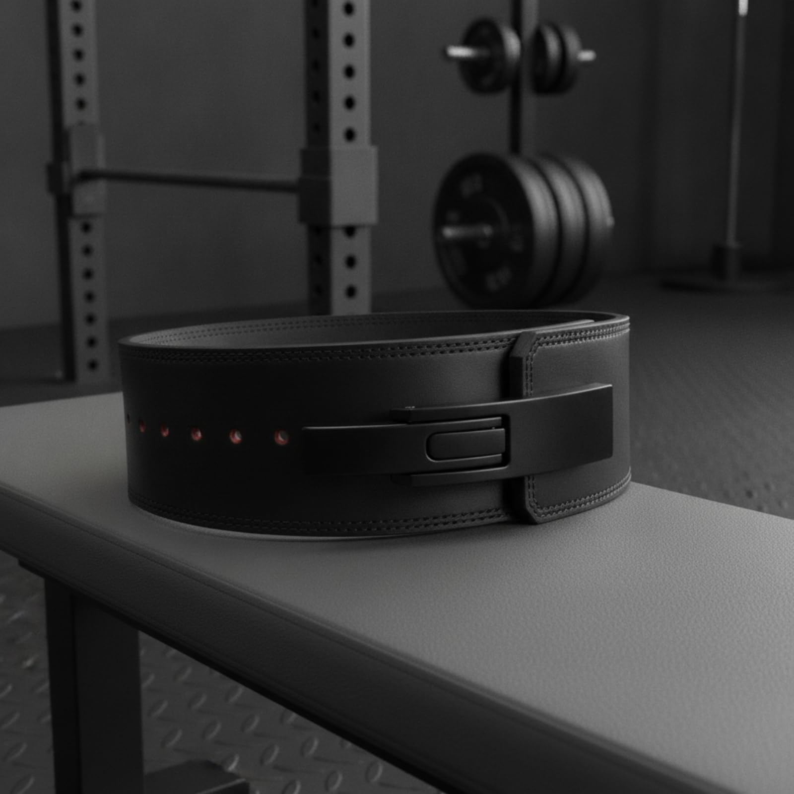 MERIGLARE Ceinture de Soutien Fitness Robuste à Boucle Métallique Rebord et Corps Surpiqués Ajustement Ergonomique Soutien pour Bas Du Dos Convient à l'Entrainement en Salle, Noir, PU