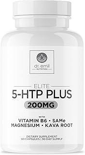 200 MG 5-HTP Elite with Kava Root Extract, Magnesium & SAM-e to Maintain Normal Healthy Sleep & Create a Sense of Wellbeing - 5HTP Supplement with Vitamin B6 - 60 Capsules, 30 Servings