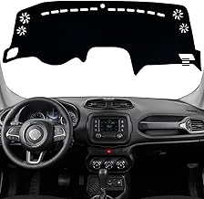 Dash Mat Cover Interior Dashboard Protection pad Compatible with Jeep Renegade SUV Sport Latitude Limited Trailhawk 2015-2022 Sunshade Glare UV Rays Protector (Black Trim)