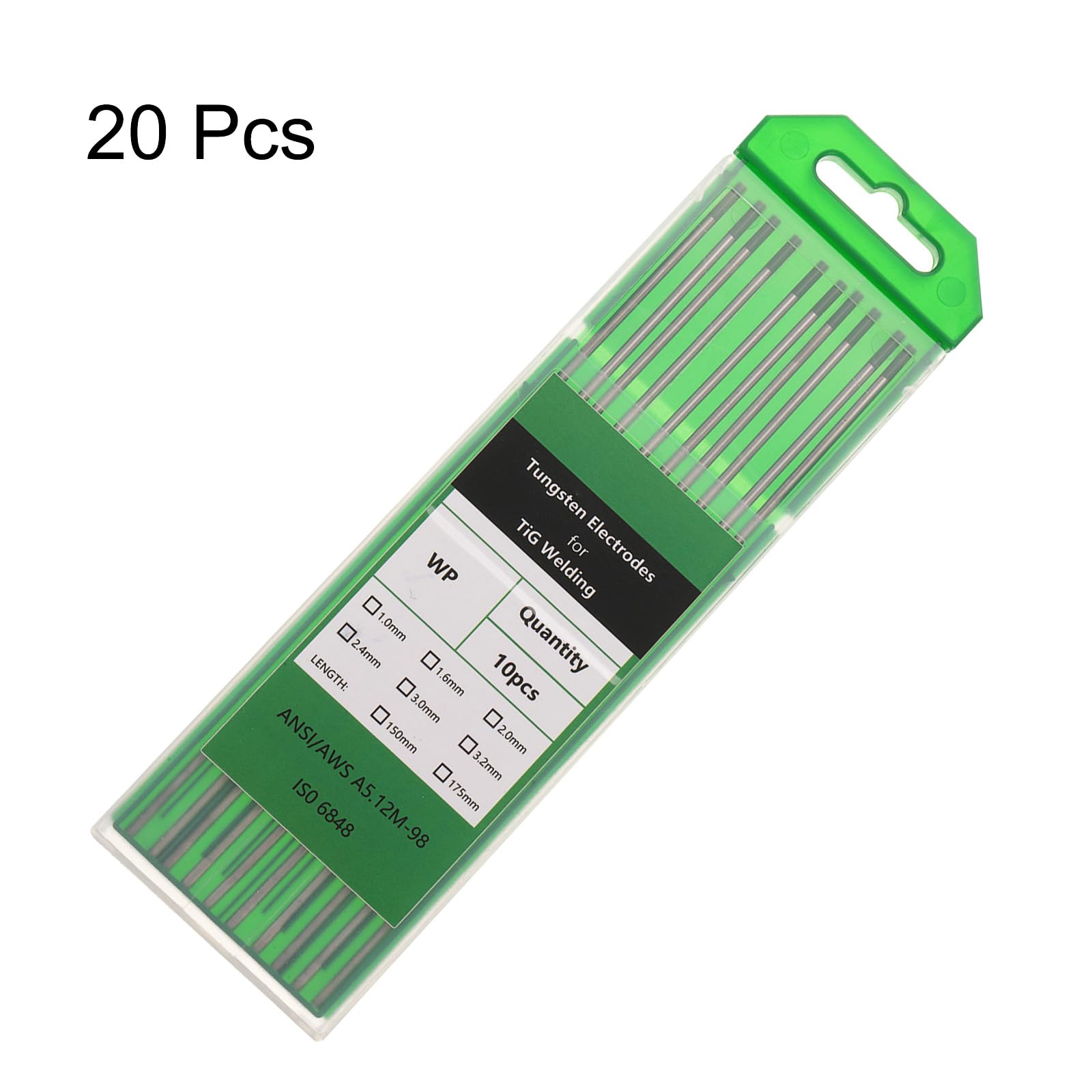 QUARKZMAN 20 Pcs De Electrodos De Tungsteno Para Soldadura TIG 3/32" X 7" Para Soldadura De Acero Inoxidable, Soldadura De Aleaciones De Aluminio Y Magnesio, Industria Manufacturera, Verde
