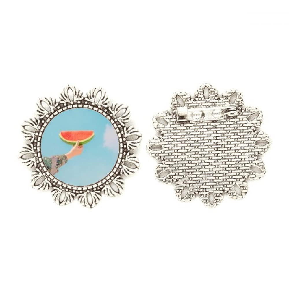 Broche de plata con sandía azul medium, un regalo original de joyería 4