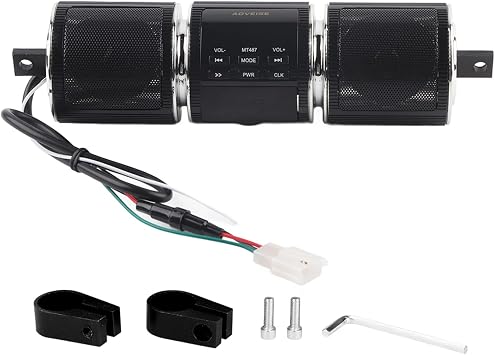 aqxreight Universal Motorcycle Speakers 3.0+EDR Tf USB 12V IPX4 Music Player Motorcycle Audio Suitable for 22mm Handlebars Black