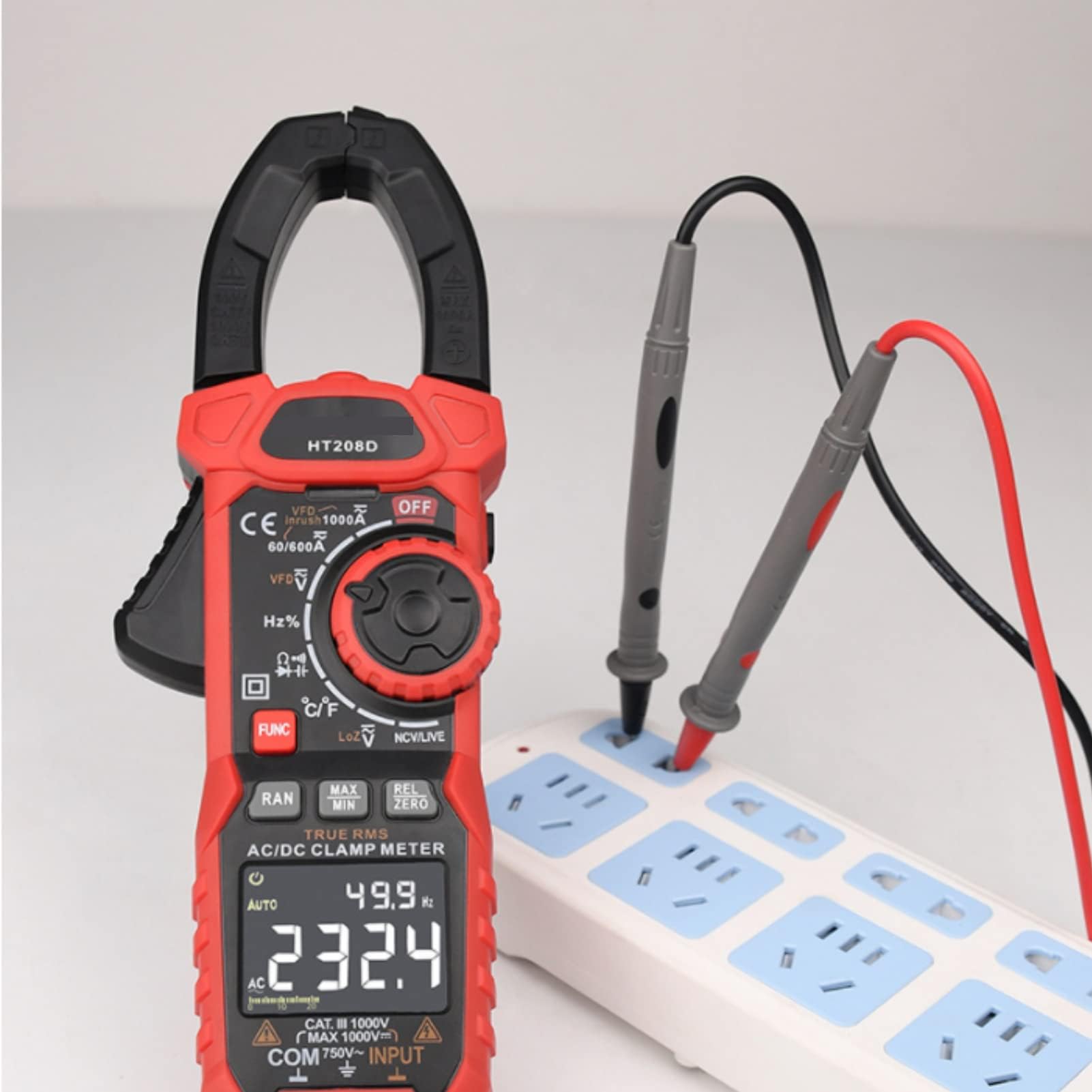 Pinza Amperimétrica Digital Multímetro 6000 Cuentas NCV AC/DC para Electricista y Mantenimiento