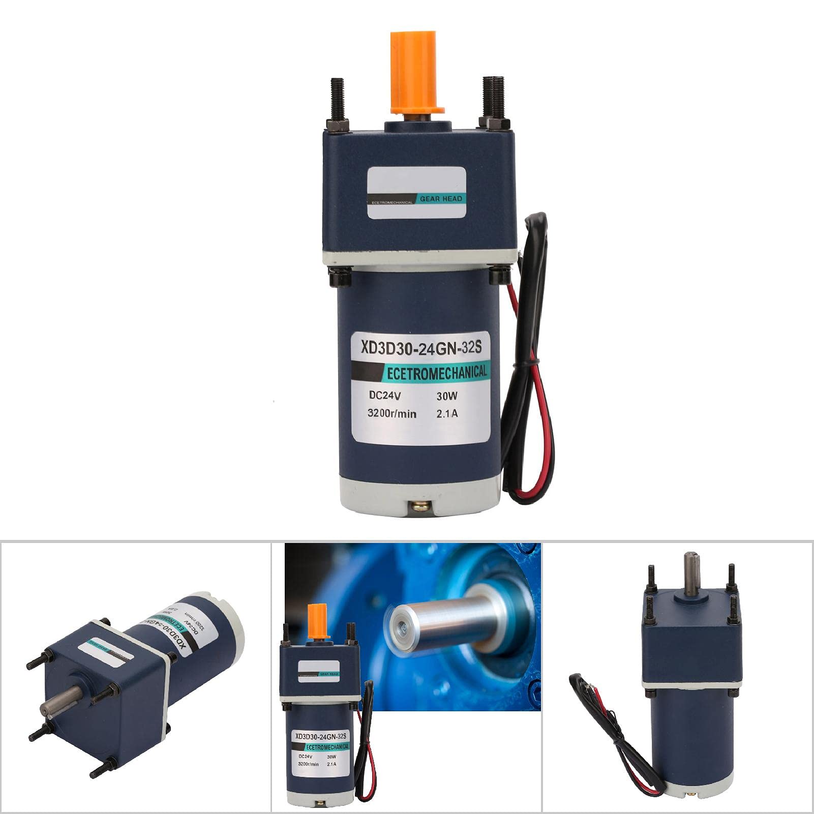 Motoriduttore a magnete permanente Motore di riduzione CC Velocità regolabile DC24V 30W XD3D30-24GN-32S(Reduction ratio 60, 50RPM)
