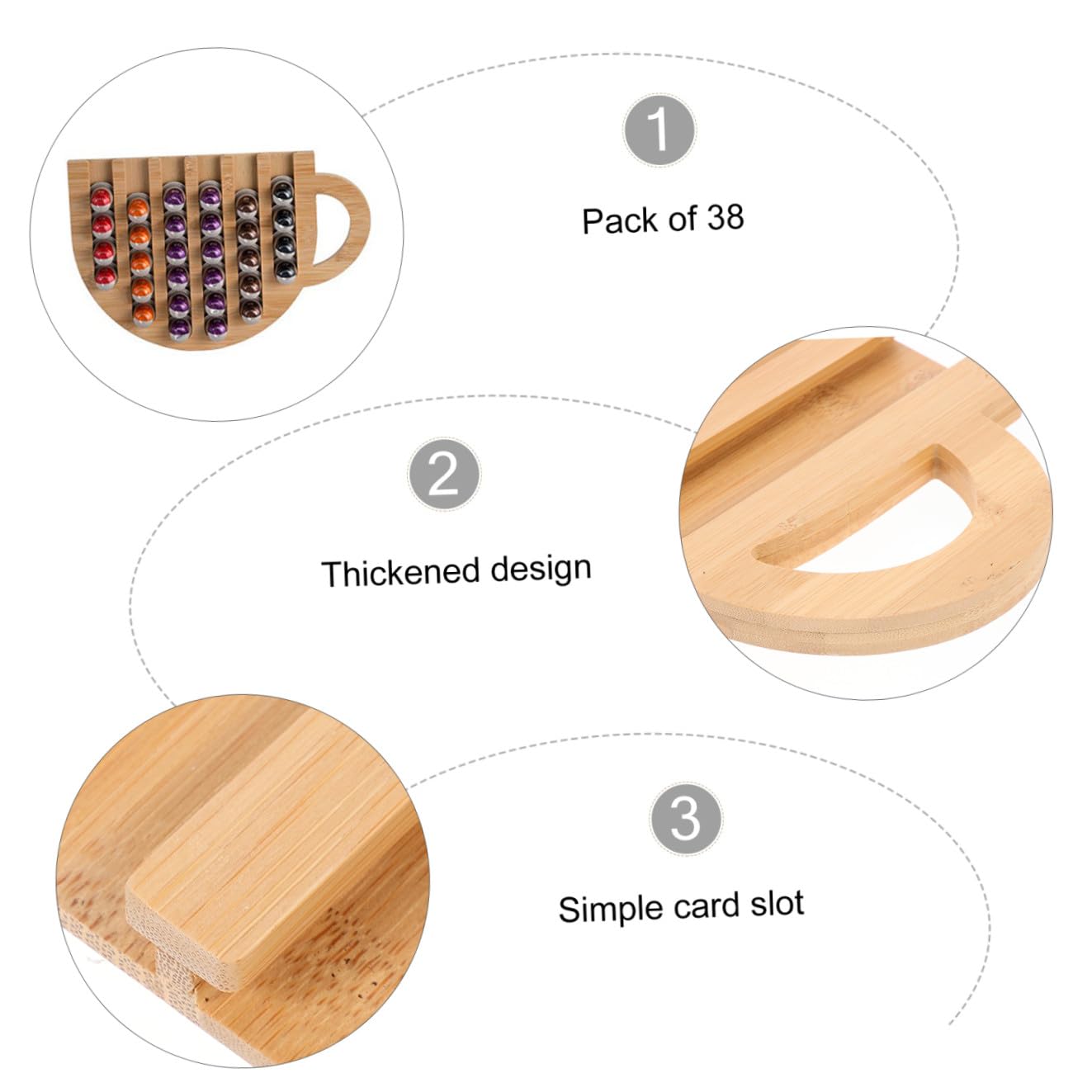 INOOMP Organizador de Cápsulas de Café de Madera Expositor Vertical para 50 Cápsulas Soporte Compacto para Oficina y Hogar Estante Reutilizable y Antioxidante