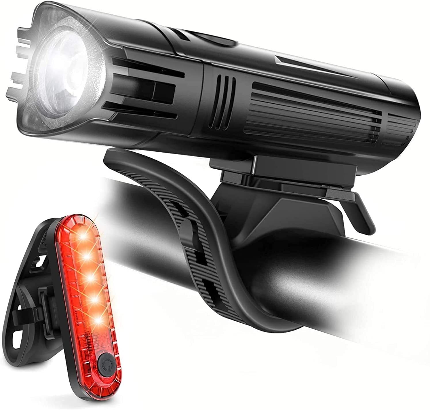 Set di luci per Bici Ricaricabili Tramite USB - 400 Lumen Super Luminose luci Anteriori e Posteriori Combinazioni di luci per Bicicletta a LED, Impermeabili IPX4, 8 modalità di Illuminazione Adatte