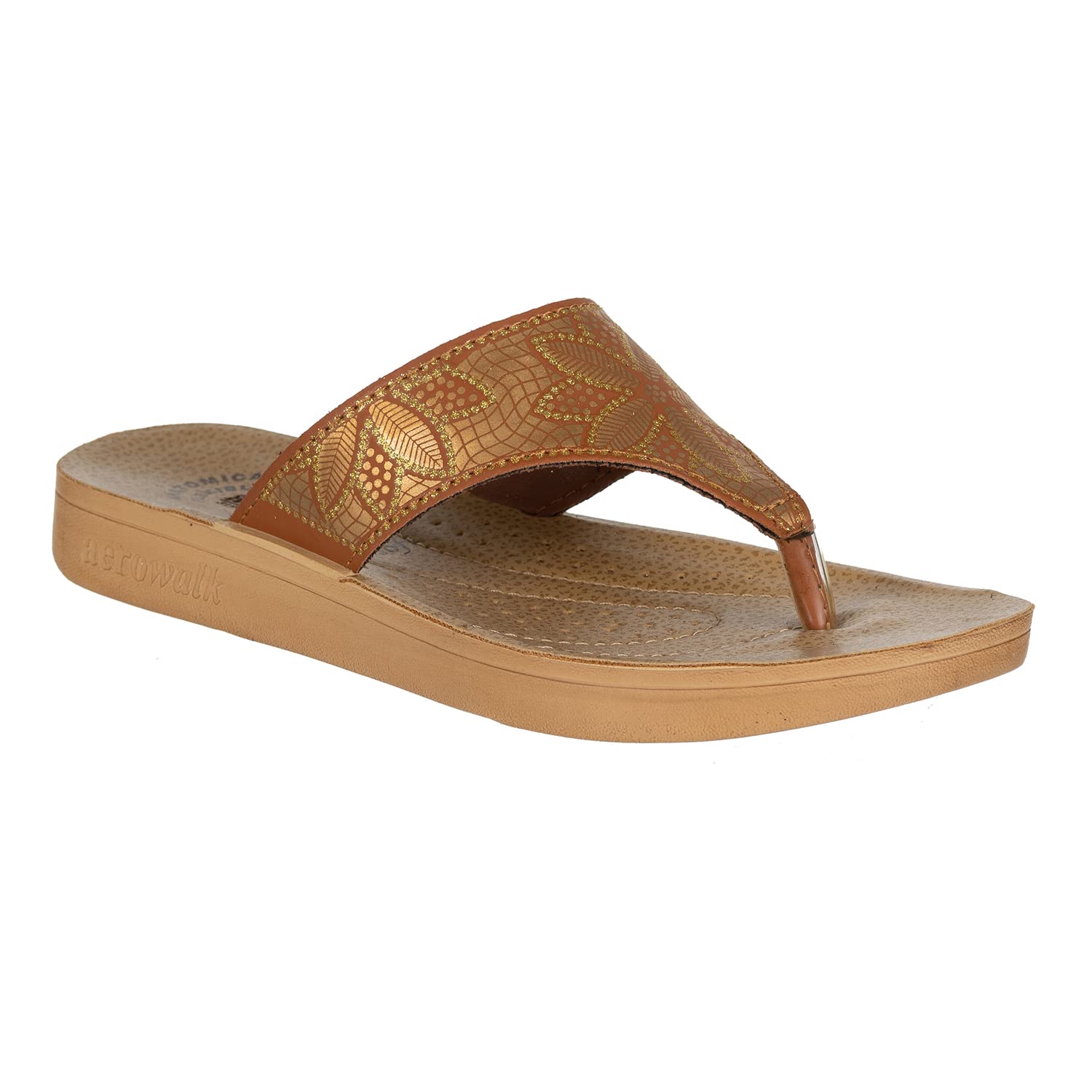 AEROWALK Stylish Fashion Sandal/Slipper for Women | Comfortable| Lightweight | Anti Skid | Casual Office Footwear (MZT7_GOLD_36) (B0C6GW8PWP) Amazon Price History, Amazon Price Tracker