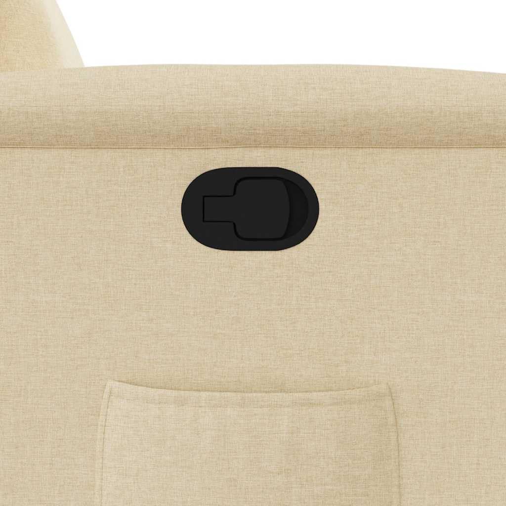 Sillón de relax de tela color crema, ajustable manualmente, acolchado grueso, con bolsillo lateral, capacidad de carga de 110 kg, para salón, dormitorio, sillón con orejeras
