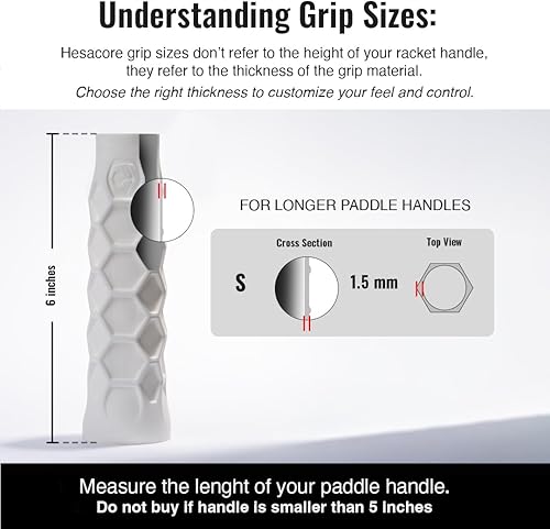 Miniatura 2 de Pala de Pickleball con Agarre Alargado Original - 15 cm - Sensación Regular - Cómodo para el Codo de Tenista, Fuerza de Agarre Aumentada, Menos
