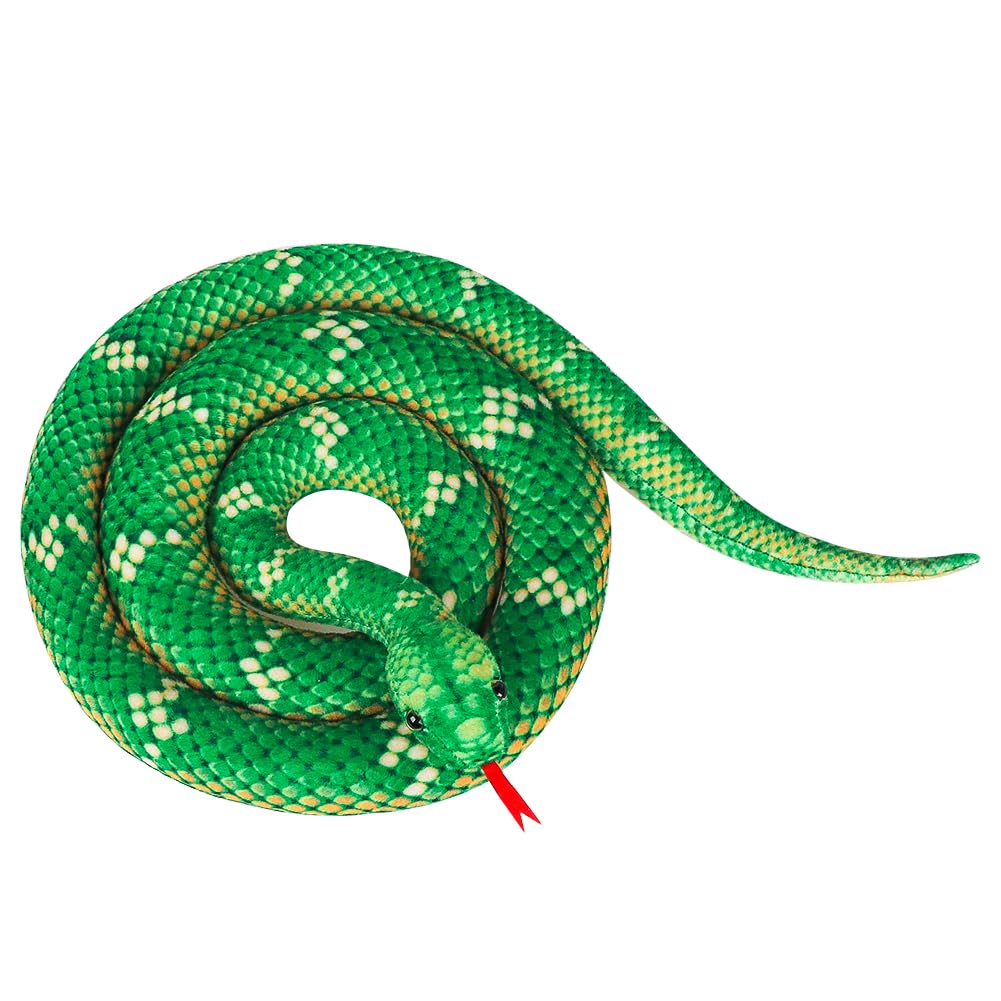 ITODA Plush Toy Simulation Snake 2m Large Stuffed Python Soft Toys Furry Snake Gifts Halloween Prank Props for Children Aged 14+ and Adults