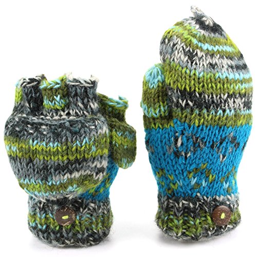 Mitaines tricot en laine anti-froid doublées polaire One Size