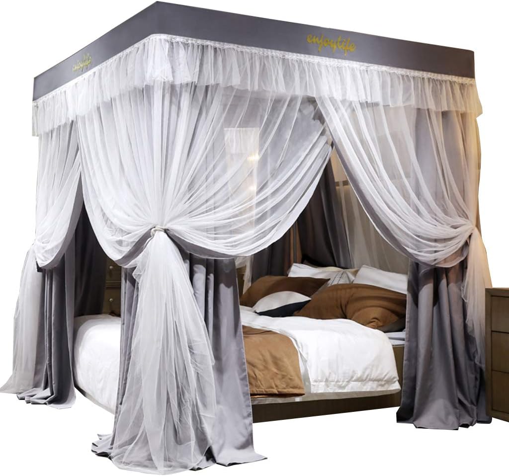 Bed Canopy-Dust-Proof top Cloth Shading Mosquito net Bed Curtain Integrated Dual-use Princess Style 1.5m1.8m Bed Curtain Household Thickening Bracket (Section a 1.8 * 2.2m)