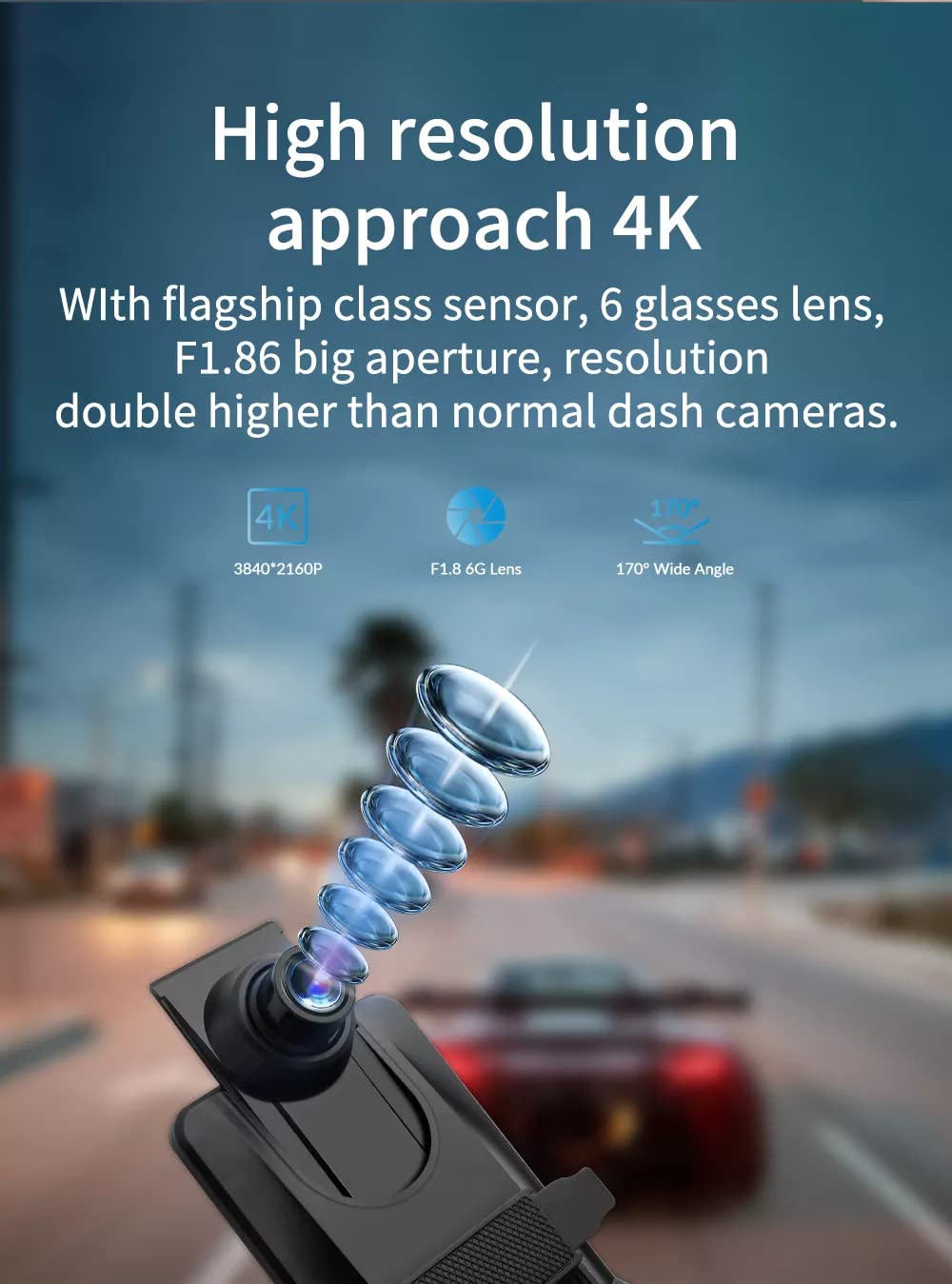 10-inch Touch IPS Screen Car DVR with 4K Ultra HD Resolution, Dual Camera Recording, Real-time Reverse Parking View, Loop Recording, G-Sensor, Motion Detection and Parking Monitor