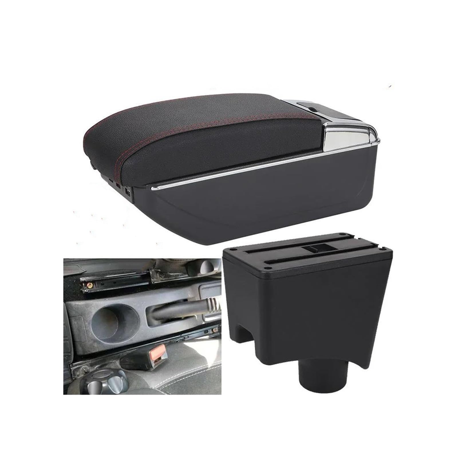 OOPUHKSY For Dacia For Renault For Sandero For Logan 2 Armrest Car Armrest Box Storage Box Car Accessories(B1 Black red 7USB)