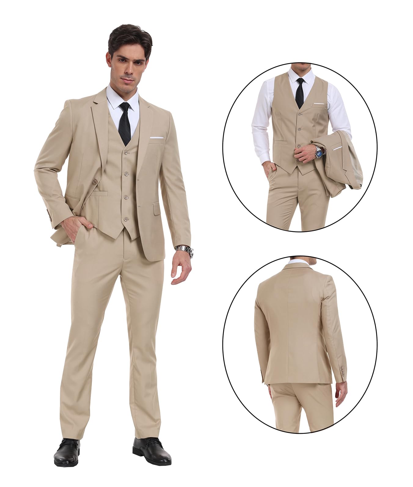 Conjunto de 3 Piezas para Hombre, Ajustado, Traje de Boda, Padrinos de Boda, Traje de graduación, Esmoquin, Negocios, Formal, Casual, Traje de Novio, Chaqueta, Pantalones