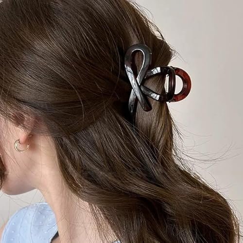 Briskyjp ヘアクリップ 小さめ 8cm しっかりとまる クリップ バンスクリップ ヘアアクセサリー お風呂 バナナクリップ 大人向け 韓風 シンプル オフィス レディース 可愛い 髪留め 髪飾り PC樹脂 軽量 ブラウン