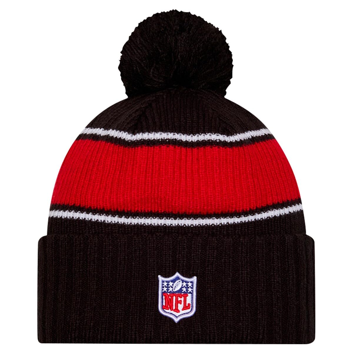 New Era NFL Unisex-Adult Official 2024-25 Sideline Cold Weather Sport Knit Pom Beanie Hat - One Size (US, Alpha, One Size, Atlanta Falcons)