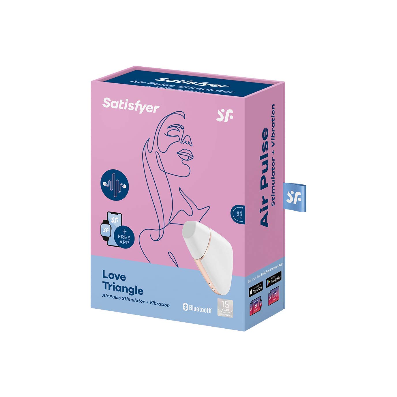 Satisfyer Love Triangle Connect App succhia Clitoride | Vibratore a Onde di Pressione con controllo tramite App | Sex Toy con Vibrazioni | Stimolatore e Sex Toys per Donne